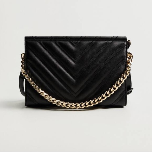 Faux leather cross body bag with chain detail from Mango - Picture 1 of 5